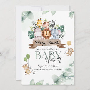 Safari Animal Baby Shower Invitation