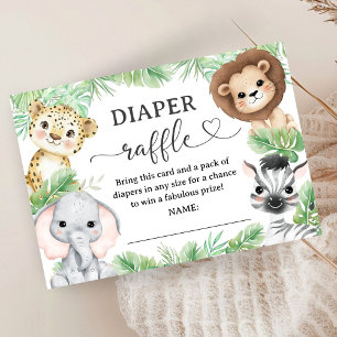 Safari Animal Baby Shower Jungle Diaper Raffle Enclosure Card