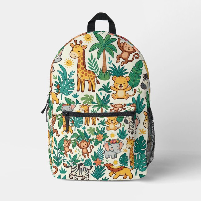 Safari Animal Backpack – Cute Jungle Pattern (Front)