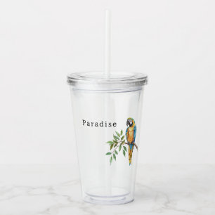 Safari Animal Bird Blue Yellow Parrot Acrylic Tumbler