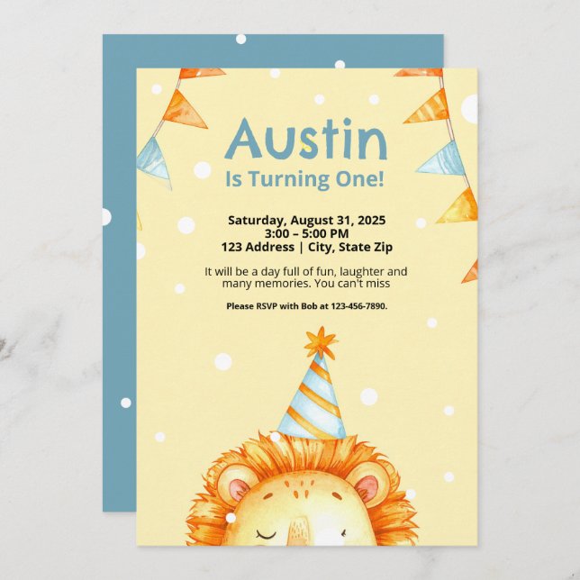 Safari Animal Birthday Invitations for Kids (Front/Back)