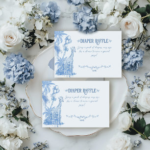 Safari Animal Blue Toile Baby Boy Shower Diaper Enclosure Card