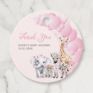 Safari Animal Blush Pink Boho Baby Girl Shower Favour Tags