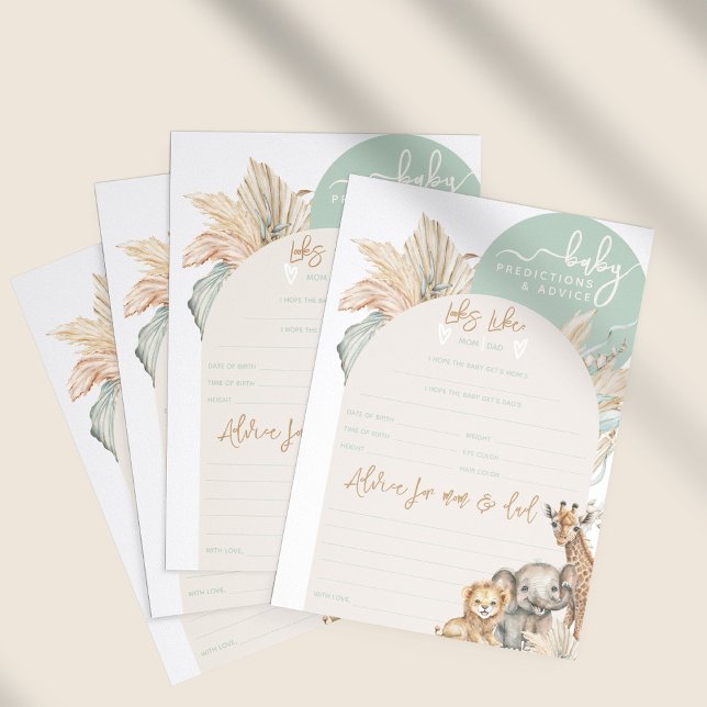 Safari animal boho Baby Shower predictions game (Creator Uploaded)