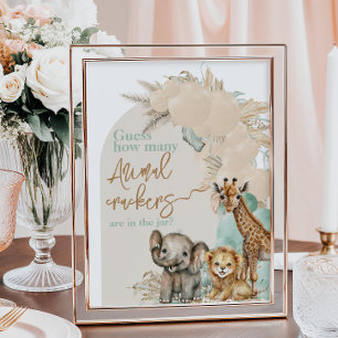 Safari animal Boho Oh Boy Baby Shower Animal Game Poster