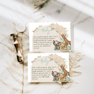 Safari animal Boho Oh Boy Baby Shower books Enclosure Card