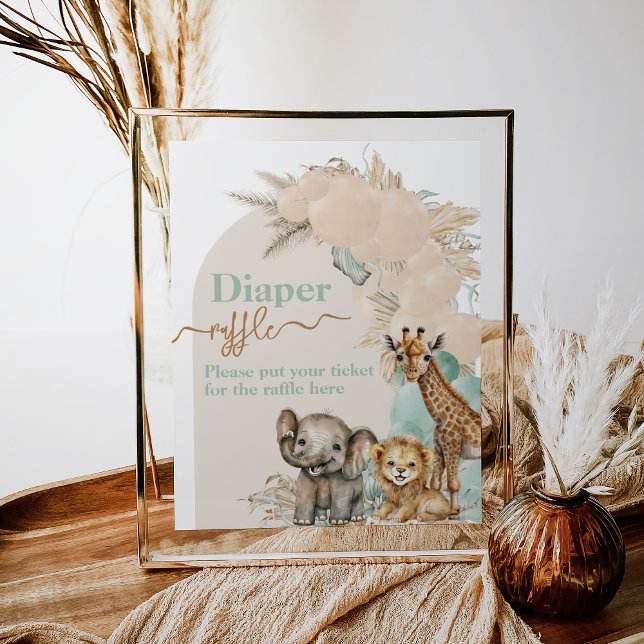 Safari animal Boho Oh Boy Baby Shower Diaper Poster (Creator Uploaded)