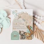 Safari animal Boho Oh Boy Baby Shower Invitation<br><div class="desc">Safari animal boho floral & balloon Oh Boy Baby Shower</div>