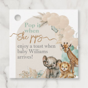 Safari animal Boho Oh Boy Baby Shower she pops Favour Tags