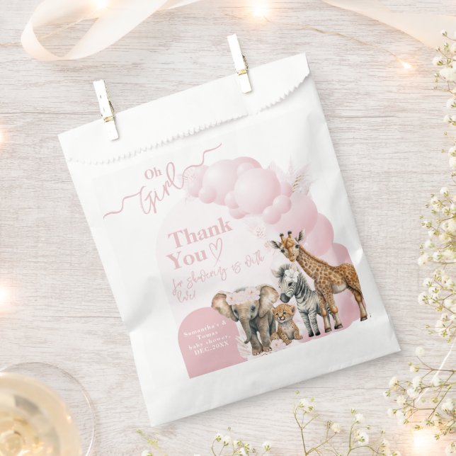 Safari animal Boho Oh Girl Baby Shower Favour Bags (Clipped)
