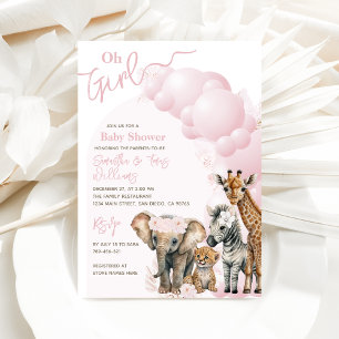 Safari animal Boho Oh Girl Baby Shower Invitation