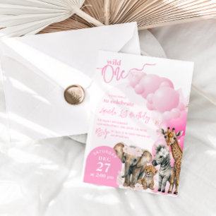 Safari animal Boho Wild One st Birthday Invitation