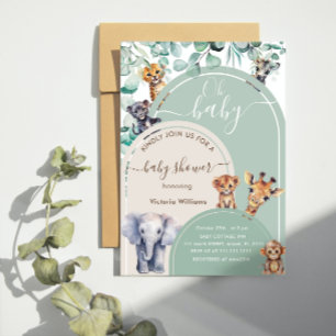 Safari Animal Cute Gender Neutral Baby Shower Invitation