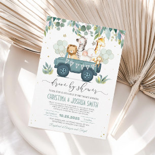 Safari Animal Drive Thru Baby Shower Invitation