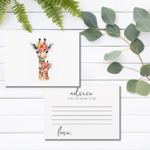 Safari Animal Floral Giraffe Mum Baby Shower Enclosure Card