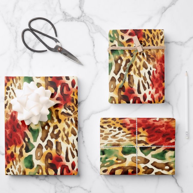 Safari Animal Fur Prints Patterns Colourful Wrapping Paper Sheet (Front)