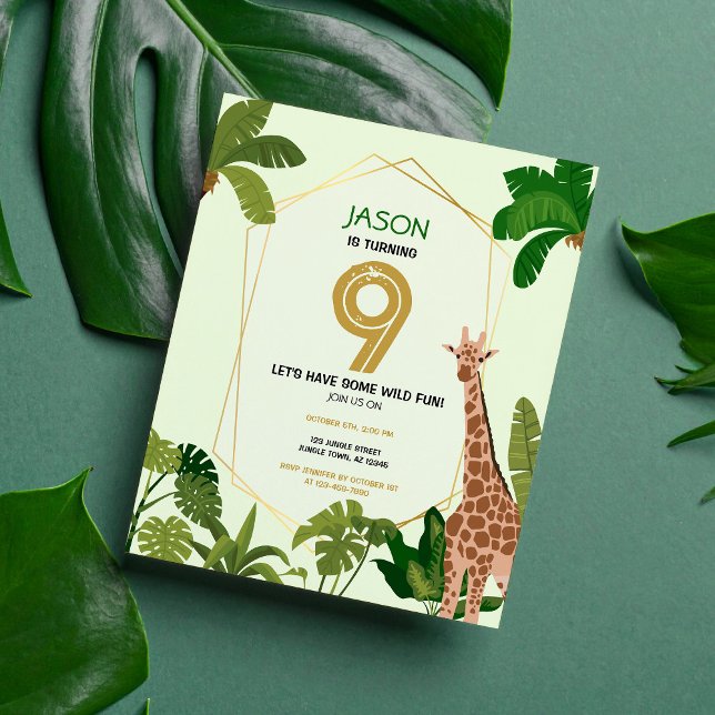  Safari Animal Giraffe Budget Birthday Invitation (Creator Uploaded)