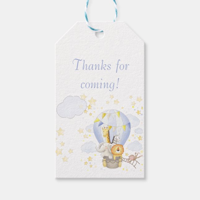 Safari Animal Hot Air Balloon Gift Tag (Front)