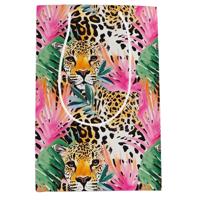 Safari Animal Leopard Colourful Africa Medium Gift Bag (Front)