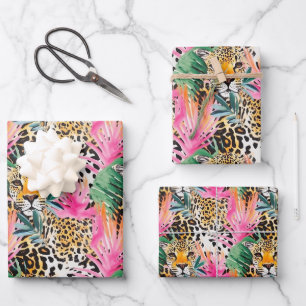 Safari Animal Leopard Colourful Africa Wrapping Paper Sheet