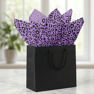 Safari Animal Leopard Purple Heart Print Pattern Tissue Paper