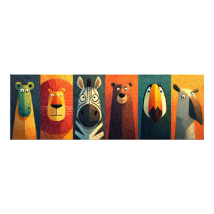 Safari Animal Lineup Colour Poster