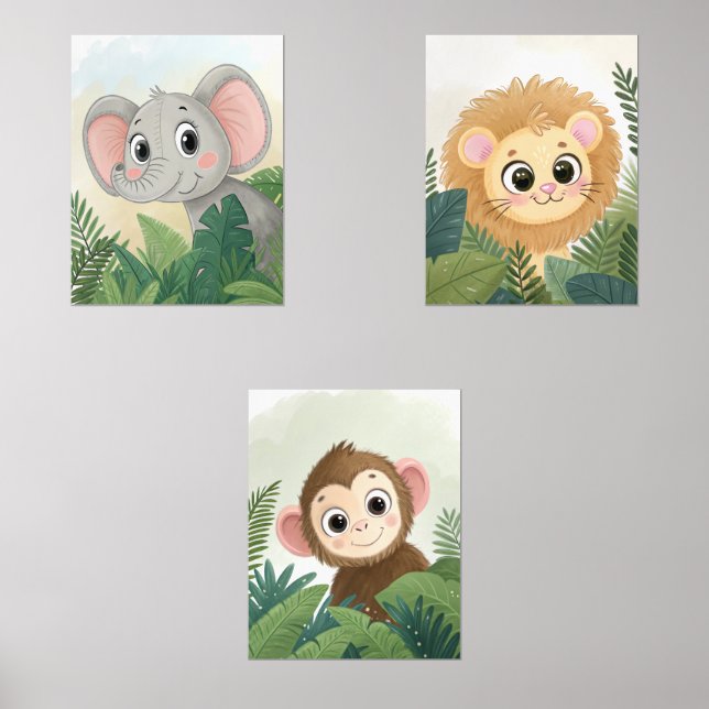 Safari Animal Nursery Decor Neutral Gender Set  (Front)