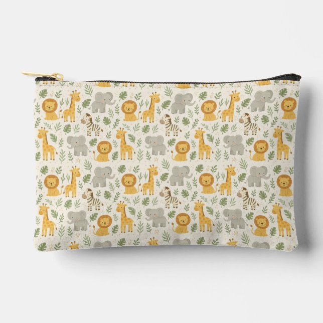 Safari animal nursery print accessory pouch (Front)