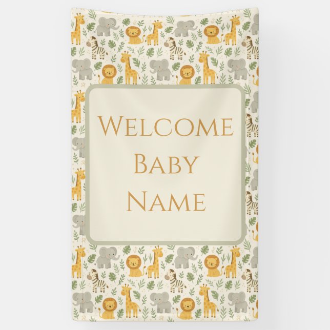 Safari animal nursery print banner (Vertical)