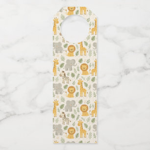 Safari animal nursery print bottle tag