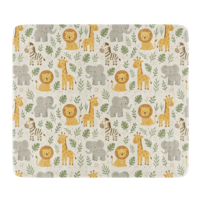 Safari animal nursery print cutting board (Front)