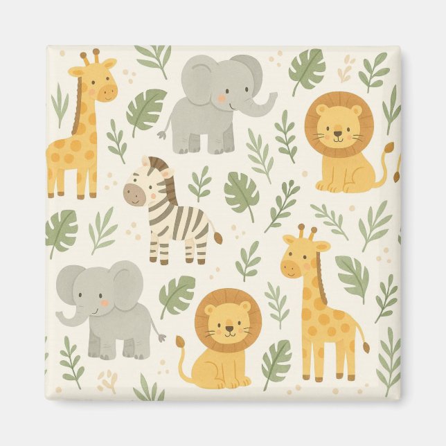 Safari animal nursery print magnet (Front)