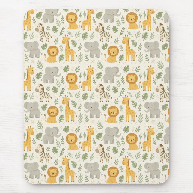 Safari animal nursery print mouse pad (Front)