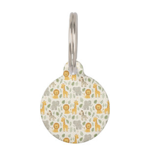 Safari animal nursery print pet tag