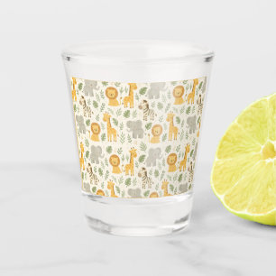 Safari animal nursery print shot glass