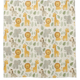 Safari animal nursery print shower curtain