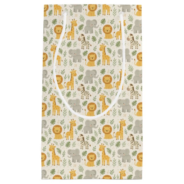 Safari animal nursery print small gift bag (Front)