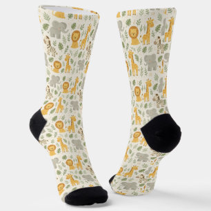 Safari animal nursery print socks