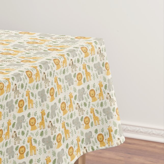 Safari animal nursery print tablecloth (In Situ)