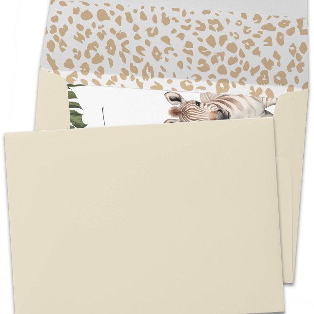 Safari Animal Print Gender Neutral Baby Shower  Envelope (Safari animals, coordinated baby shower invitation's envelope with animal print inside.)