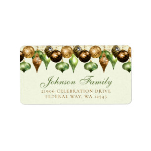Safari Animal Print Green Gold Christmas Address Label