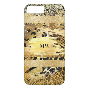 Safari animal skin pattern shimmer glitter initial Case-Mate iPhone case