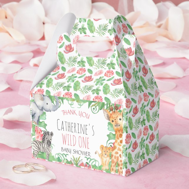 Safari Animal Topical Floral Baby Shower Thank You Favour Box (Wedding)