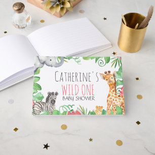 Safari Animal Topical Floral Baby Shower Welcome Guest Book
