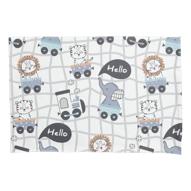 Safari Animal Train Pillowcase (Front)