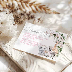 Safari Animal Tropical Flower Books Baby Shower Enclosure Card