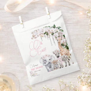 Safari Animal Tropical Flower Pink Baby Shower Favour Bags