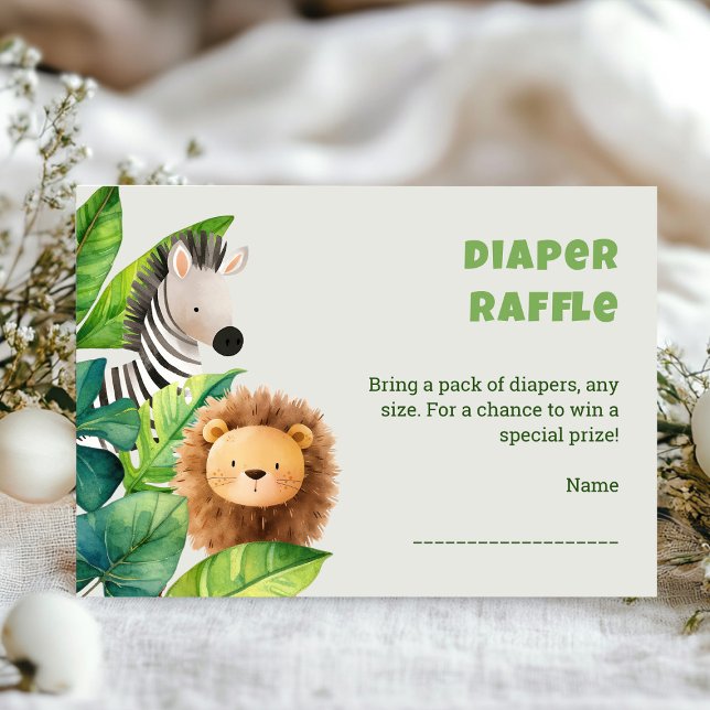 Safari animal watercolor baby shower card (Safari wild one baby shower enclosure card)