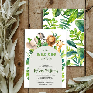 Safari animal watercolor baby shower invitation