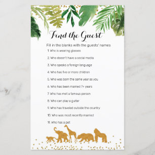 Safari animal Watercolor Find the Guest game